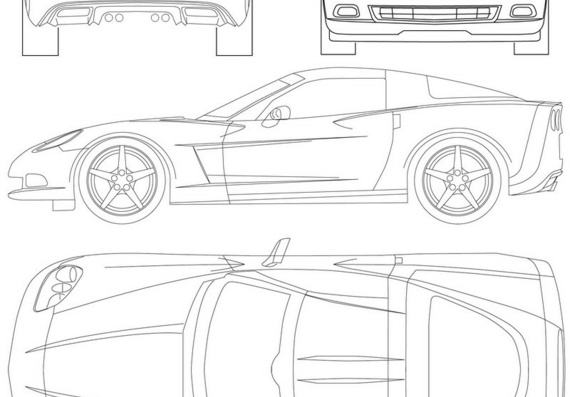Chevrolet Corvette C6 (Шевроле Корвет C6) - чертежи (рисунки) автомобиля